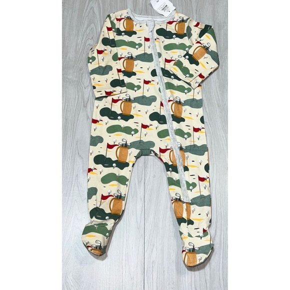 Mud Pie GOLF BABY SLEEPER footed zip NWT 6-9m Master’s Augusta National - Picture 1 of 3